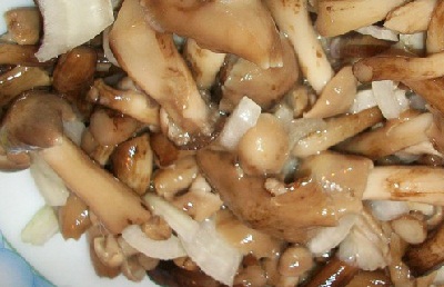 Салат из маринованных грибов и лука